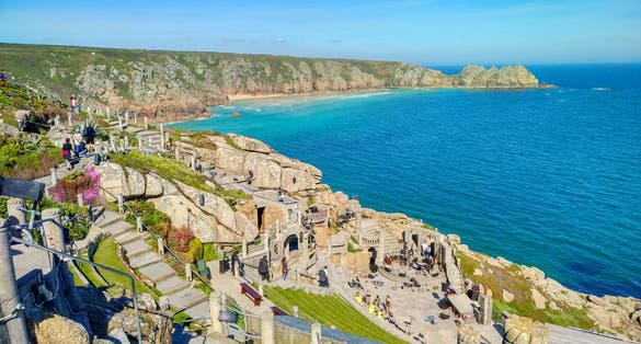 Photo of aerial view of The Minack Theater, Cornwall, England.