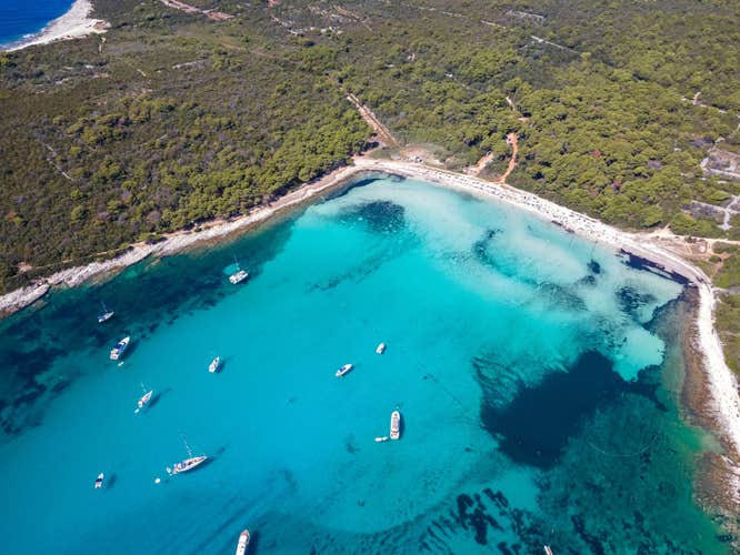 Photo of wonderful beach Sakarun (or Saharun) Soline bay on Dugi Otok island, archipelago of Dalmatia, Croatia in Croatia.