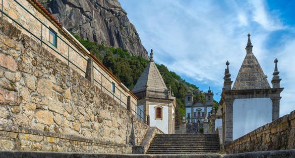 View of the beautiful Santuario de Nossa Senhora da Peneda, at the Peneda Geres National Park, in Norhern Portugal.