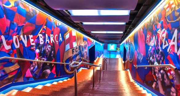 Photo of Players tinnel at Camp Nou arena, Barcelona, Spain.