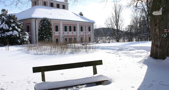 Photo of Historic Manor House Ratiborice in winter in Czech Republic.