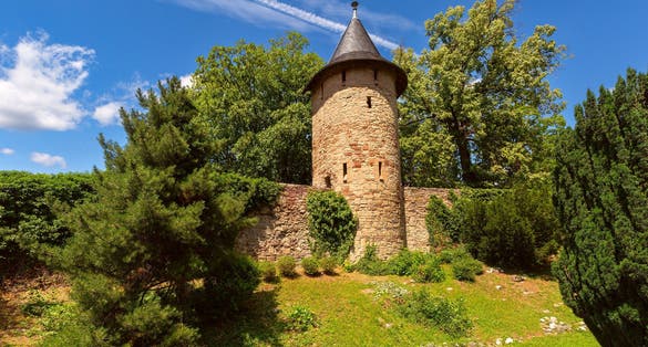 Medieval city wall tower Stadtmauerturm in Wernigerode, Saxony-Anhalt, Germany