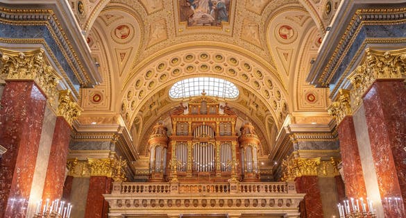 Photo of St. Stephen's Basilica interior in Budapest, Hungary.