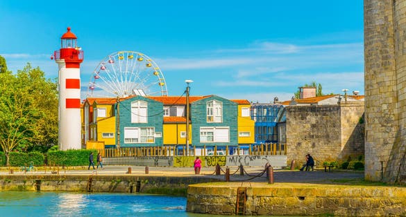 Photo of View of colourful wooden houses in Le Gabut district of La Rochelle, France.