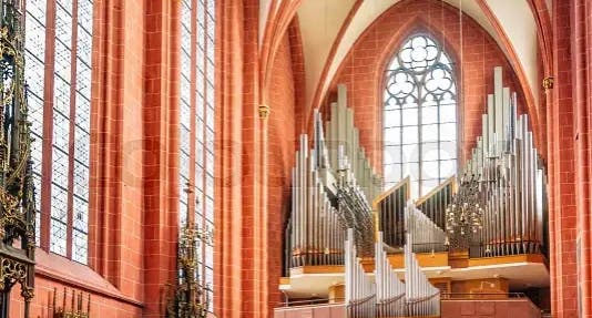 photo of view interior Old St Nicholas church, Frankfurt Oder, Germany.
