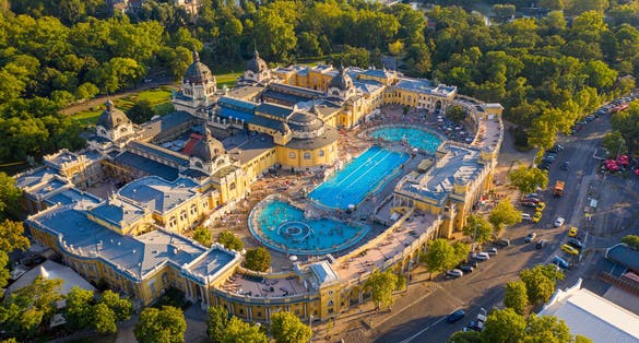 Budapest filmed from a drone.