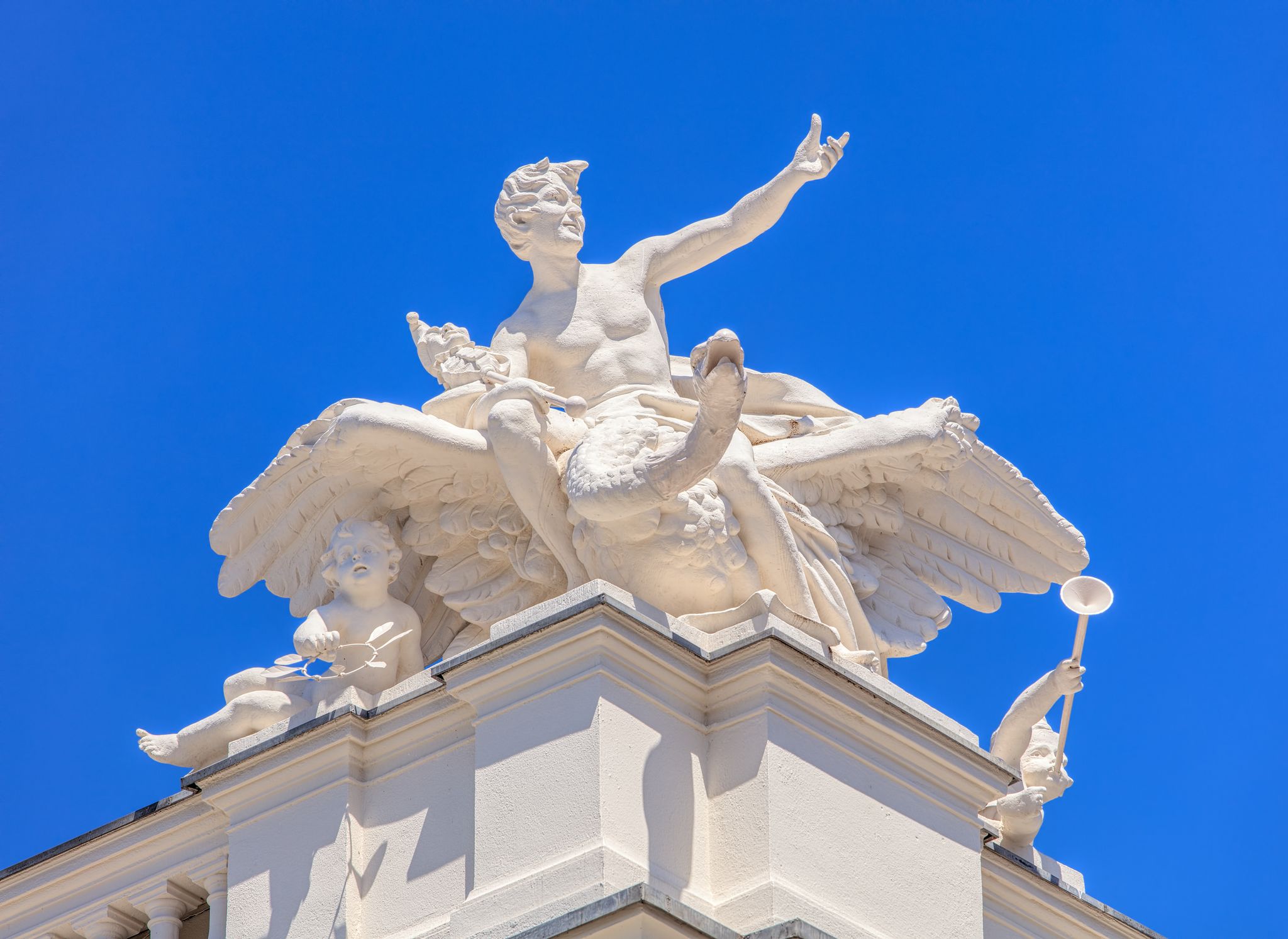 Photo of Sculpture on the top of the Zurich Opera House ,Switzerland.