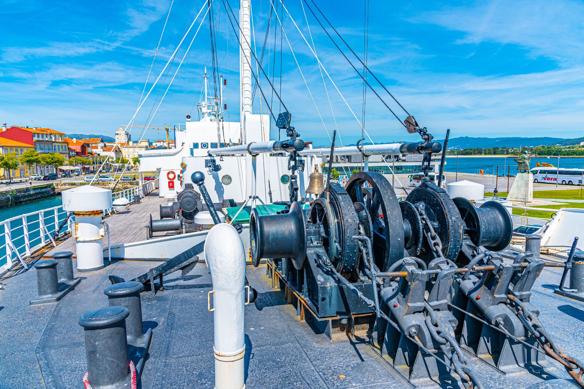 Deck of Gil Eannes rescue ship moored at Viana do Castelo in Portugal