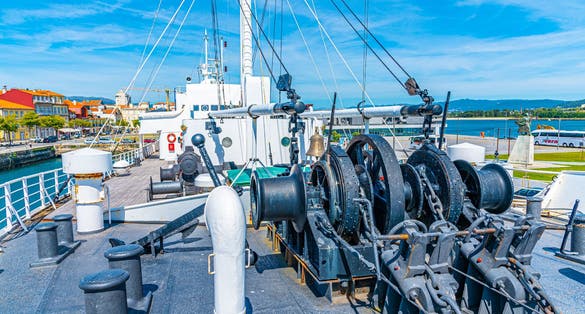 Deck of Gil Eannes rescue ship moored at Viana do Castelo in Portugal
