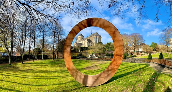 Beautiful Park with Church in Germany. Moenchengladbach