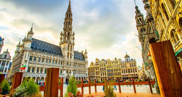 Photo of Brussels Town Hall in Grand Place (Grote Markt), the most beautiful central square in Europe.