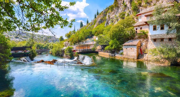 Photo of Dervish monastery or tekke at the Buna River spring in the town of Blagaj, Bosnia and Herzegovina.