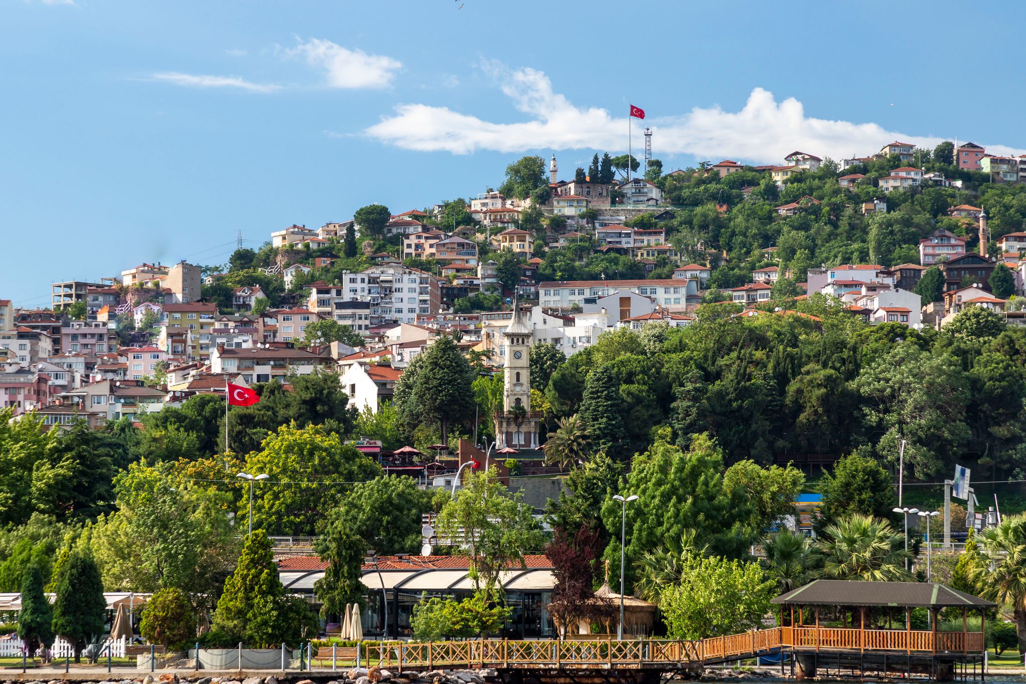 Photo of Kocaeli city view, with the historical Izmit clock tower is visible in the middle, Turkey.