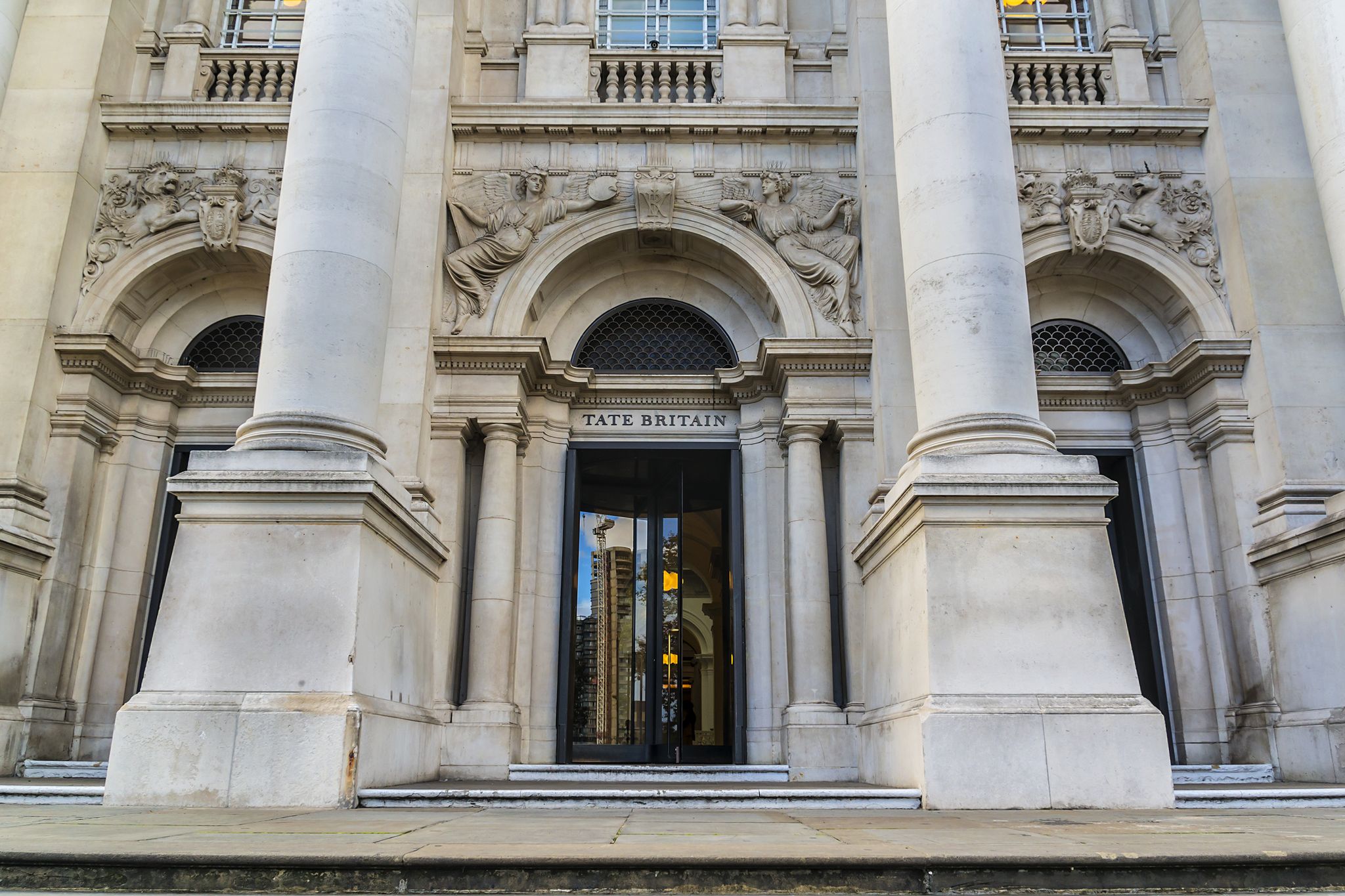 Photo of architectural building fragment of Original Tate Gallery, now renamed as Tate Britain (from 1897 - National Gallery of British Art). It is part of Tate network of galleries in London, England.