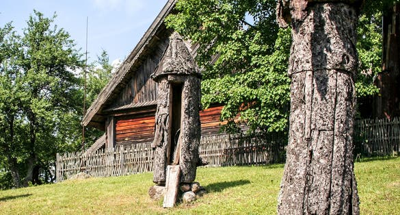 Ancient beehives in the Lithuanian Museum of Ancient Beekeeping