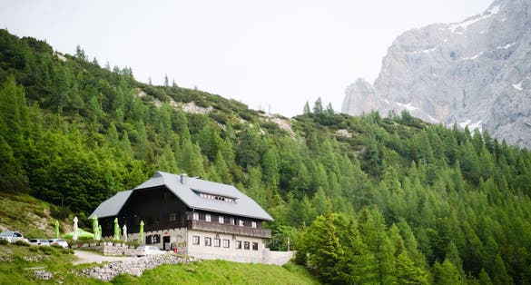 Photo of Tičar's mountain cottage on Vršič.