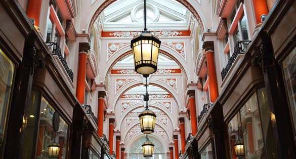 Photo of Leadenhall Market in London, UK.