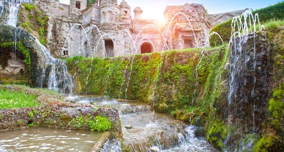 Villa d`Este(16th-century) fountain and garden , Tivoli, Italy. UNESCO world heritage site.