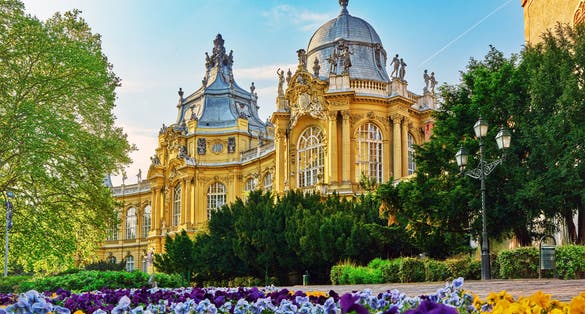 Photo of famous Széchenyi Thermal Bath in Budapest, Hungary.