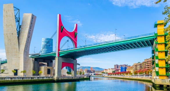 Photo of La salve zubia bridge in the spanish city Bilbao.