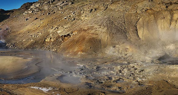 photo of view of Krysuvik Geothermal Area on the Reykjanes Peninsula, Iceland.
