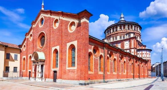 Photo of Milano, Italy. Church Santa Maria delle Grazie in Milan, famous for hosting Leonardo da Vinci masterpiece "The Last Supper".