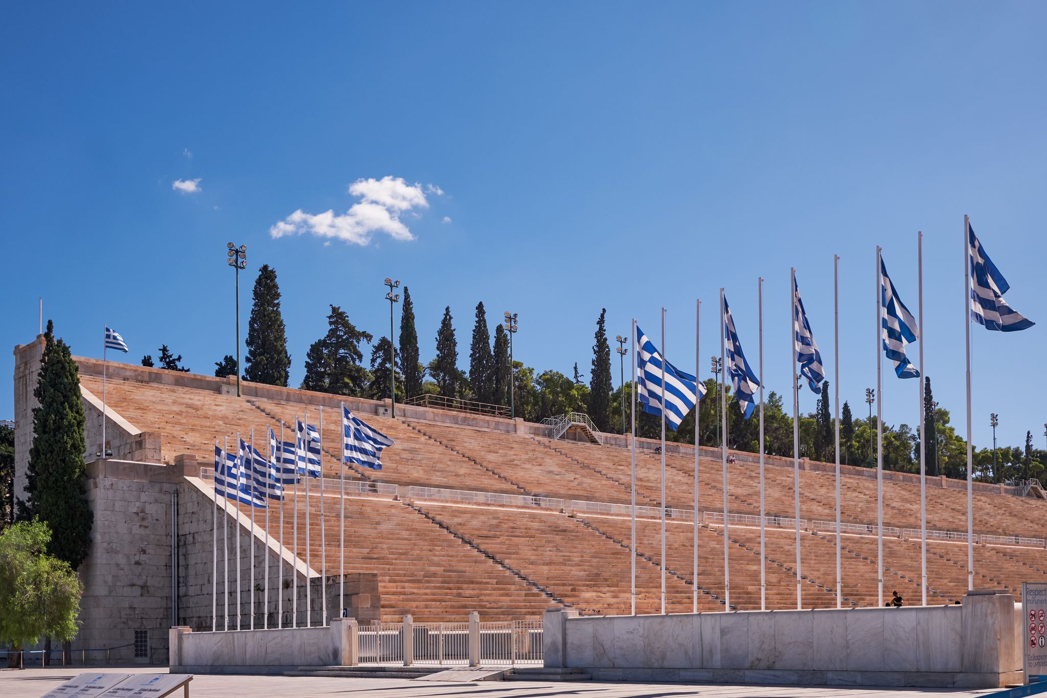 Photo of Panathenaic Stadium in Athens, Greece. One of the main historic attractions of the city and the only stadium in the world built entirely of marble.
