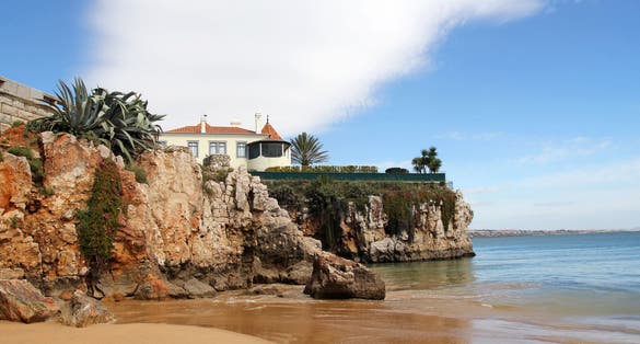 Photo of beautiful beach in Cascais, Portugal.