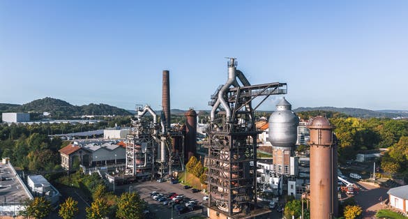 Aerial view of Altes Hüttenareal - Neunkirchen Ironworks ,Germany. 