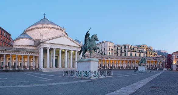 photo of neaples - The basilica reale pontificia san francesco da paola and monument to charles vii of naples - Piazza del plebiscito square in the morning dusk.