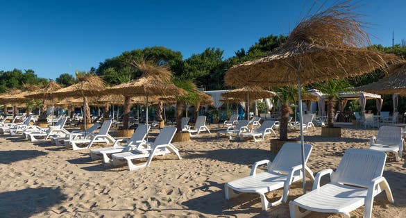 Photo of Beach summer restaurant on the Black Sea ,Burgas ,Bulgaria.