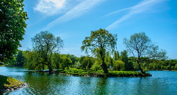 The beautiful landscape of the Pildammsparken lake in the city of Malmo