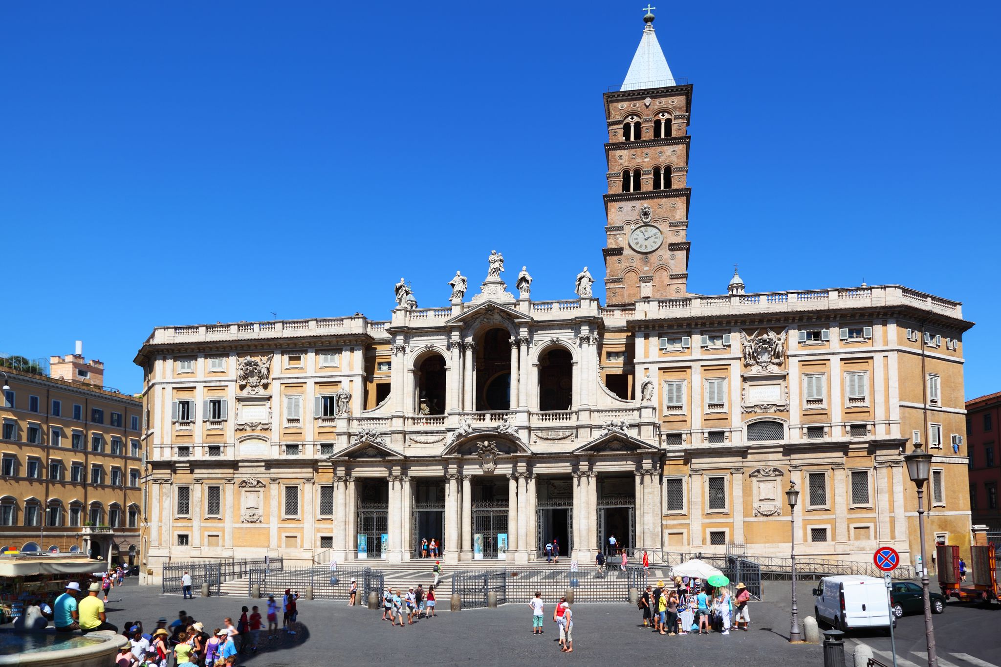 photo of People near Basilica di S.Maria Maggiore at summer day in Rome, Italy .
