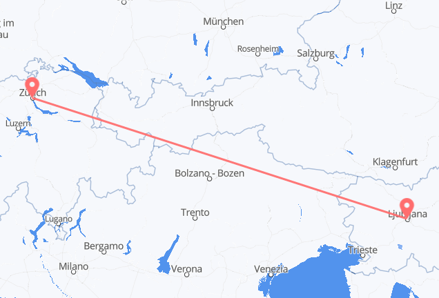 リュブリャナ チューリッヒへ