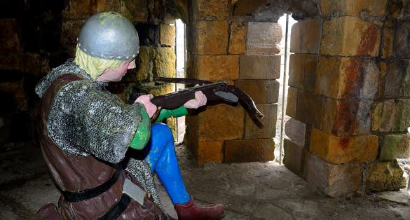 Medieval soldier in the castle, Carrickfergus has a lovely medieval castle.