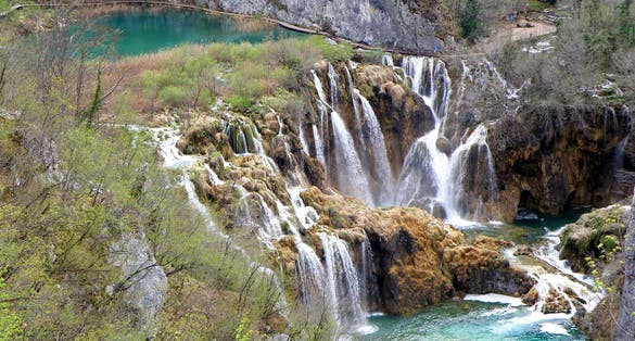 photo of view of Stunning Landscape with the Cascades of Plitvice Lakes National Park in Karlovac County, Croatia.