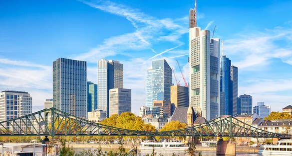 Photo of skyline cityscape of Frankfurt, Germany during sunny day.