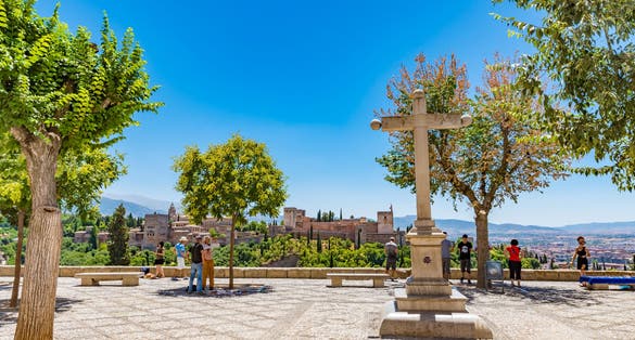 Photo of Mirador San Nicolas, famous viewpoint in Granada, Andalusia, Spain.