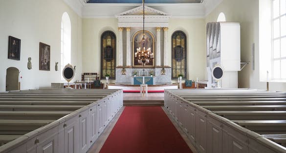 Statues of the interior of the Cathedral of Oulu.