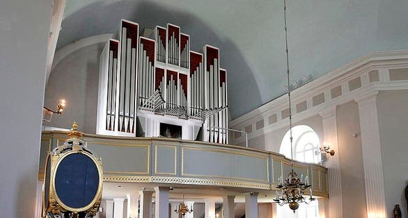 Pedersöre Church organ loft, Finland.