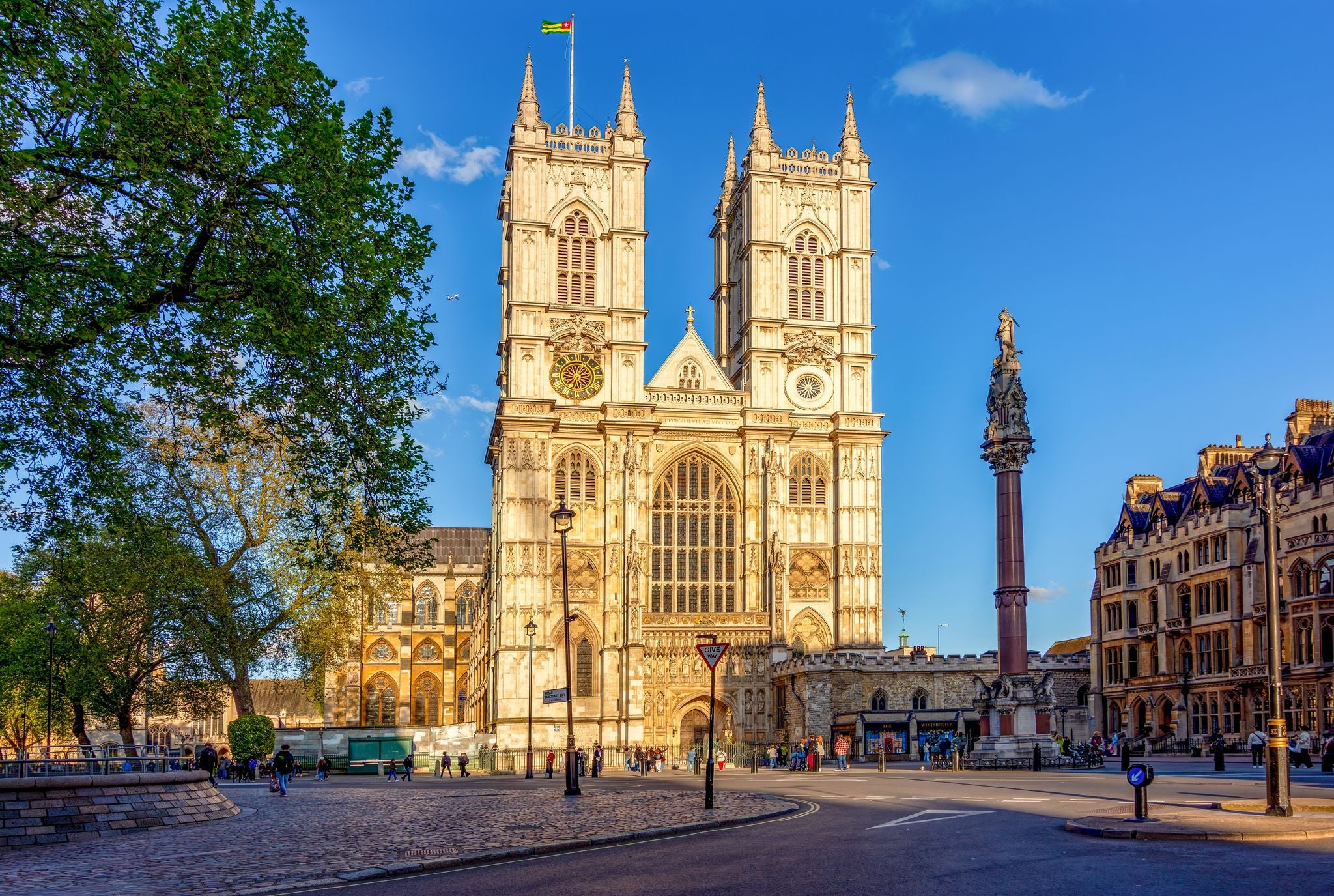 photo of Westminster Abbey in center at sunset of London, UK.