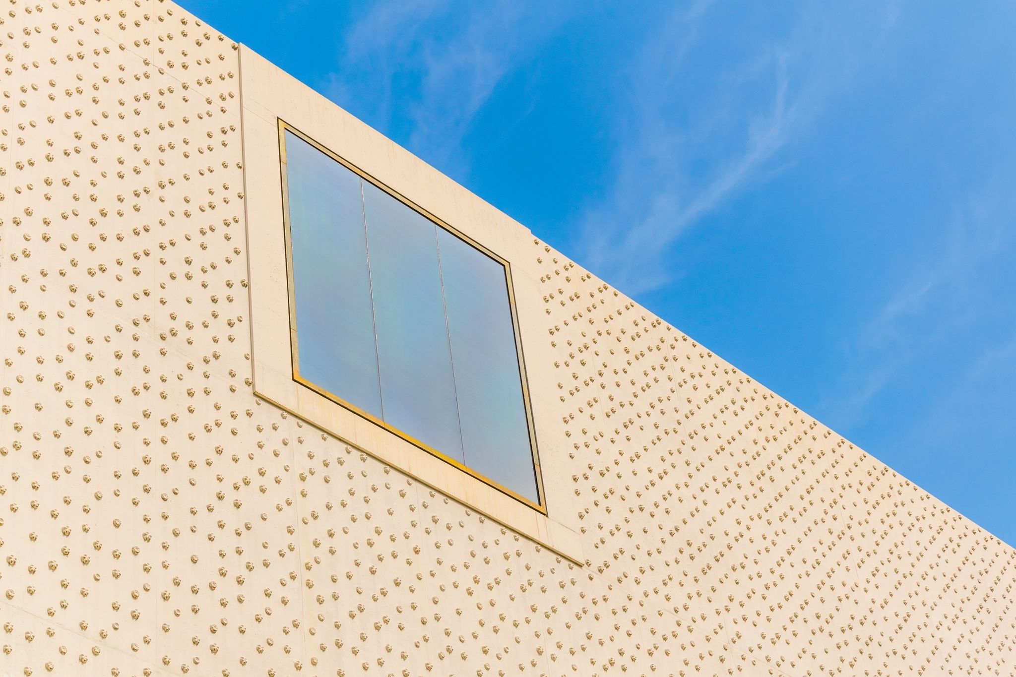 Photo of piece of modern architecture of the Vorarlberg museum in Bregenz, Austria.