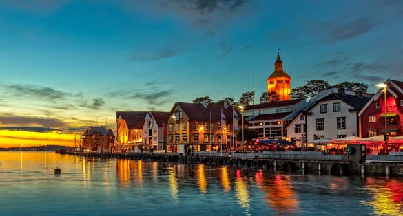 Photo of Stavanger at night - Charming town in the Norway.