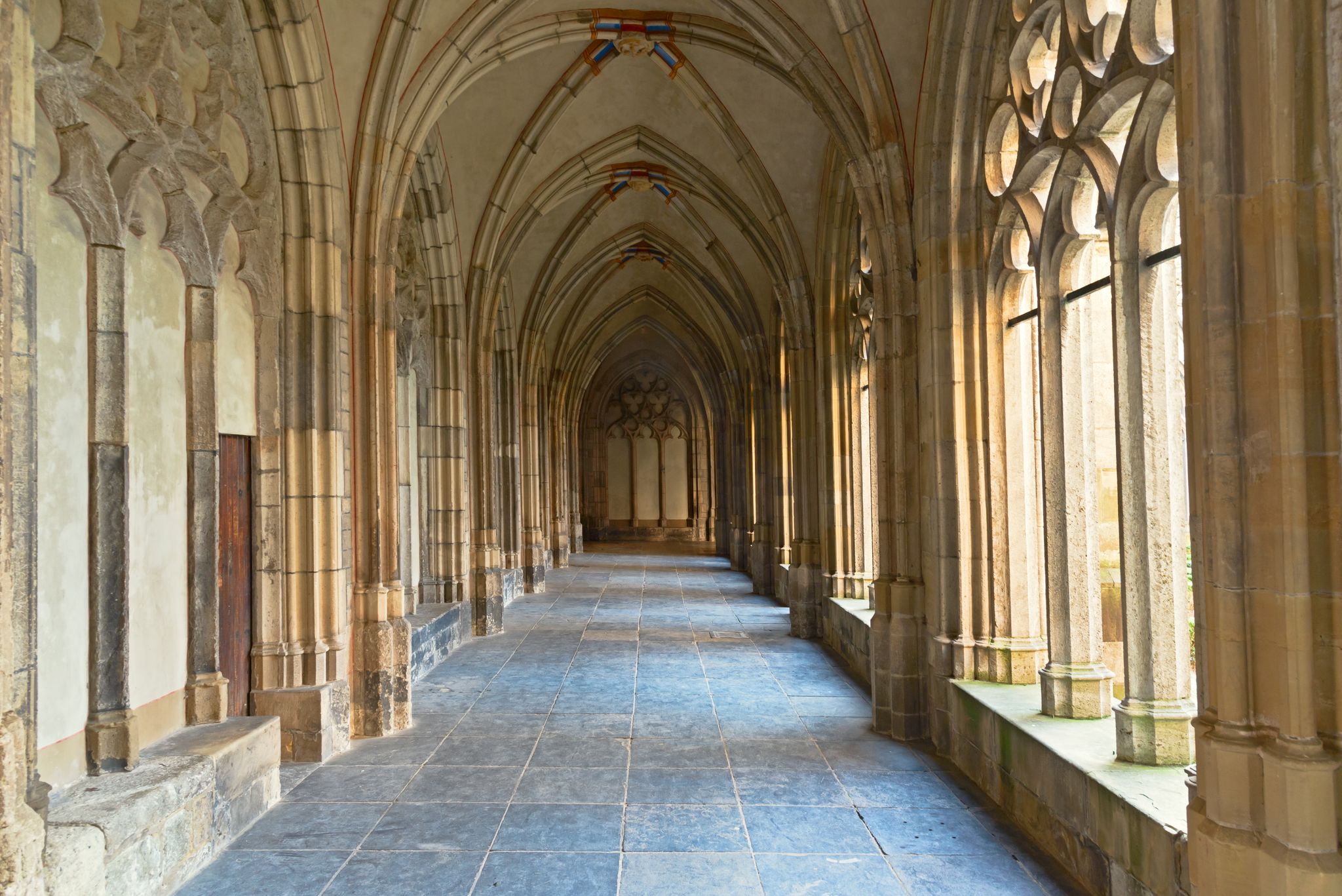 photo of medieval cloister of The Pandhof van de Dom in Utrecht, Netherlands.