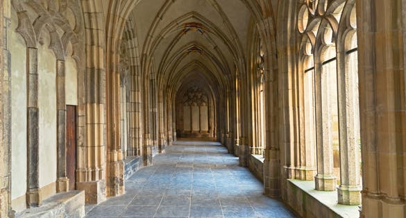 photo of medieval cloister of The Pandhof van de Dom in Utrecht, Netherlands.