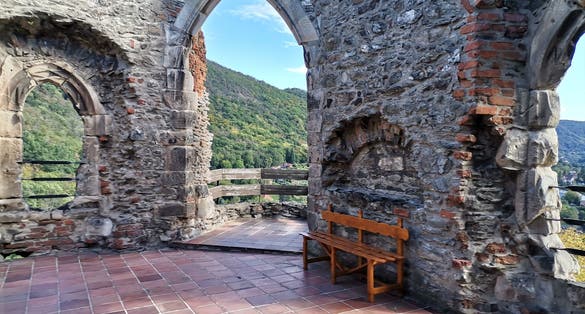 Photo of beautiful view from Strekov castle ruin near Usti nad Labem above the Elbe river in Czechia.