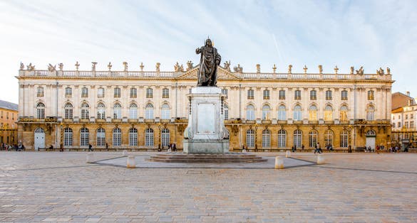 Photo of morning view on the huge Stanislas square with monument in the old town of Nancy city, France.