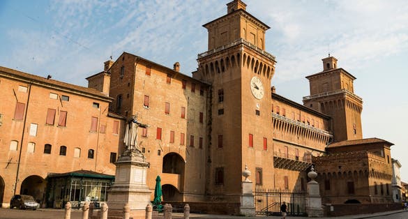 Day view of the Estense castle in Ferrara, Emilia Romagna, Italy