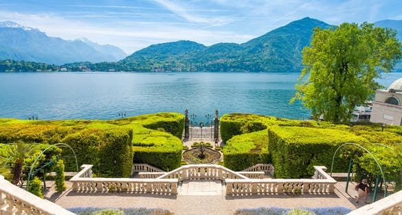 Facade of Villa Carlotta at Tremezzo on lake Como Italy.