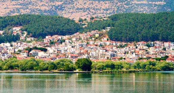 Photo of Ioannina city and the lake Pamvotis located in Epirus, Greece.